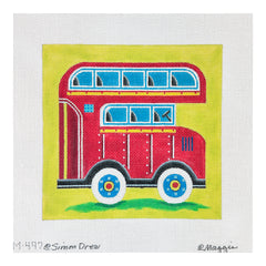 Maggie Co Simon Drew Double Decker Bus Needlepoint Canvas