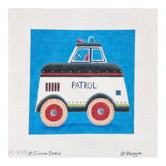 Maggie Co Simon Drew Patrol Car Needlepoint Canvas