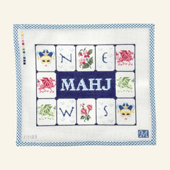 Maura Nolan Designs Mahjong Tile Pouch Blue Needlepoint Canvas