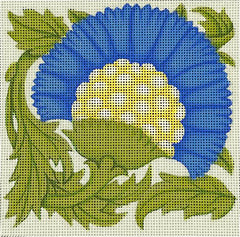 Melissa Shirley Designs Blue Flower Tile Needlepoint Canvas