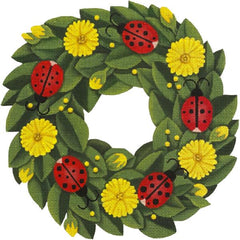 Melissa Shirley Designs Lady Bug Wreath Needlepoint Canvas