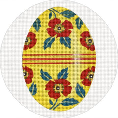 Melissa Shirley Designs Mary Lake-Thompson Mustard with Red Flower Egg Needlepoint Canvas