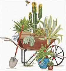 Melissa Shirley Designs Mary Lake-Thompson Succulent Wheelbarrow Needlepoint Canvas