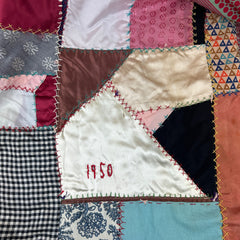 Mid Century Vintage Crazy Quilt - Dated 1950 and 1962