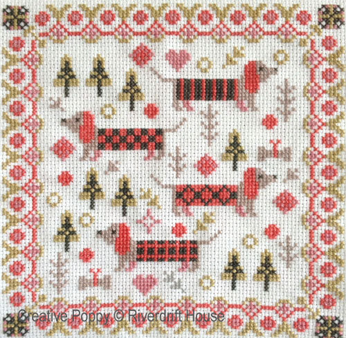 Riverdrift House Mini Long Dogs Cross Stitch Pattern