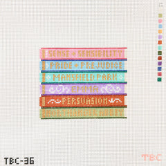 Mopsey Designs The Book Canvas: Jane Austen Book Stack Needlepoint Canvas