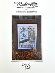 Mudpuppy Stitchery Barred Owl Blueberries Cross Stitch Pattern