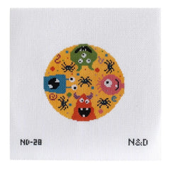 Nash and Daughters Needlepoint Colorful Monsters Round Needlepoint Canvas