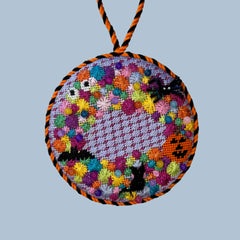 Nash and Daughters Needlepoint Colorful Spooky Wreath Round Needlepoint Canvas
