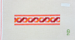 Oz Needle and Thread Twisted Ribbon Fob Red Orange Needlepoint Canvas