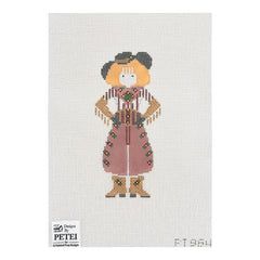 Painted Pony Designs Petei Cowgirl with Gold Boots Needlepoint Canvas