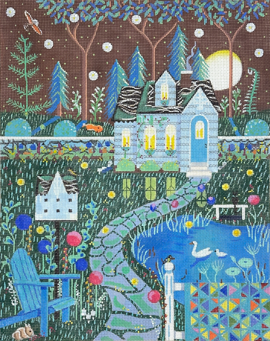 Painted Pony Designs Mary E Charles Quiet Cottage Needlepoint Canvas