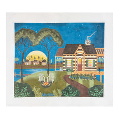 Painted Pony Designs Mary E Charles Cabin by the Lake Needlepoint Canvas