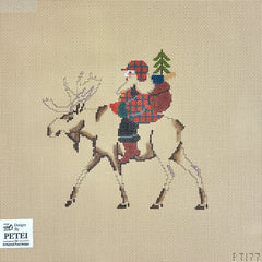 Painted Pony Designs Petei Santas: Moose Santa Needlepoint Canvas