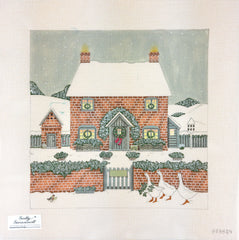 Painted Pony Designs Sally Swanell Snow Covered House Needlepoint Canvas