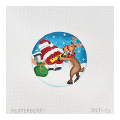 Pepperberry Designs Measuring Santa Reindeer Needlepoint Canvas