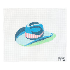 Petite Palm Stitchery Blue Cowboy Hat Needlepoint Canvas