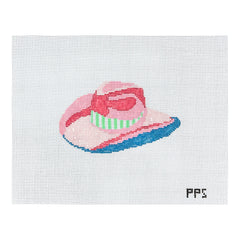 Petite Palm Stitchery Pink Cowboy Hat Needlepoint Canvas