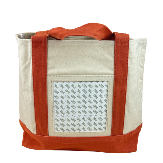 Planet Earth Large Cotton Canvas Self Finishing Tote Bag - Burnt Orange