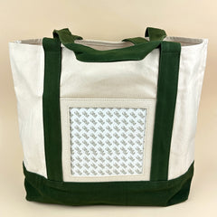 Planet Earth Large Cotton Canvas Self Finishing Tote Bag - Forest Green