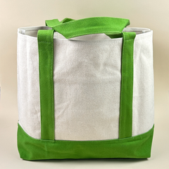 Planet Earth Large Cotton Canvas Self Finishing Tote Bag - Lime