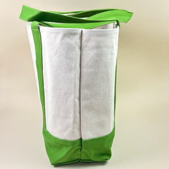 Planet Earth Large Cotton Canvas Self Finishing Tote Bag - Lime