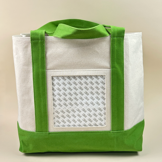 Planet Earth Large Cotton Canvas Self Finishing Tote Bag - Lime