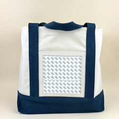 Planet Earth Large Cotton Canvas Self Finishing Tote Bag - Navy Blue