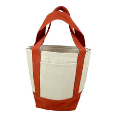 Planet Earth Small Cotton Canvas Self Finishing Tote Bag - Burnt Orange