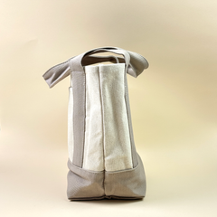 Planet Earth Small Cotton Canvas Self Finishing Tote Bag - Taupe