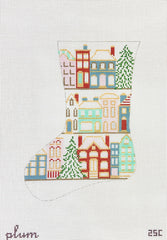 The Plum Stitchery Christmastime in the City Mini Stocking Needlepoint Canvas