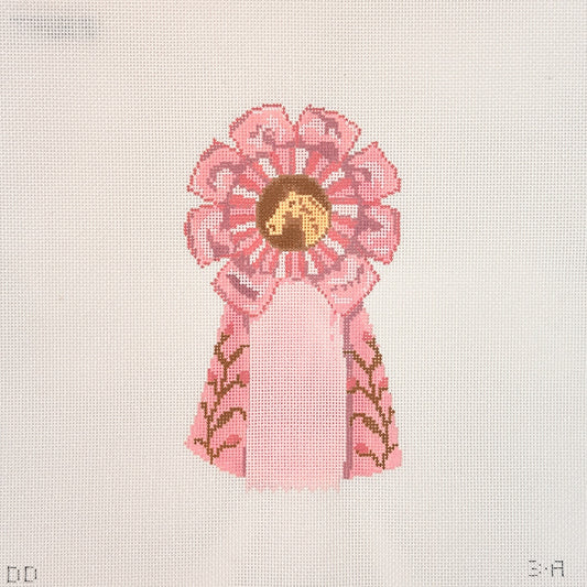 The Plum Stitchery Rosette Ribbon Collection Needlepoint Canvas - Pink