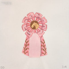 The Plum Stitchery Rosette Ribbon Collection Needlepoint Canvas - Pink