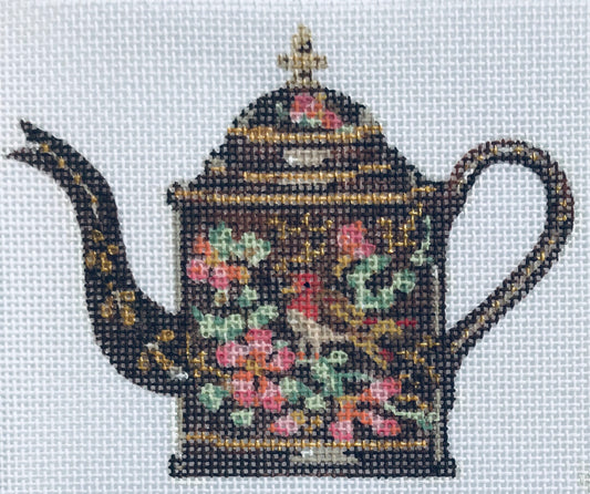 The Plum Stitchery Brown Tea Kettle Needlepoint Canvas