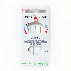 PONY Black Nickel-Free Beading Needles with Color Eyes - Size 12