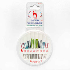 PONY Tapestry Embroidery Needles with Color Eye in Compact - Sizes 22-28