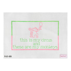 Poppy J Stitches Circus Monkeys Needlepoint Canvas