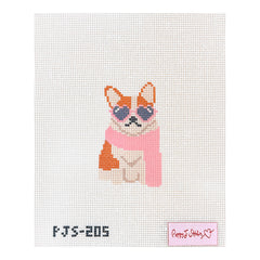 Poppy J Stitches Fab Pup Needlepoint Canvas - Corgi
