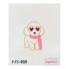 Poppy J Stitches Fab Pup Needlepoint Canvas - White Dog