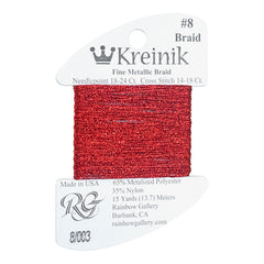 Rainbow Gallery Kreinik Fine Braid #8 - 003 Red