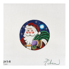 Rebecca Wood Designs Santa with Green Bag Needlepoint Canvas - 18M