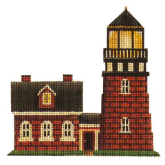 Rebecca Wood Designs Small Village Brick Lighthouse Needlepoint Canvas