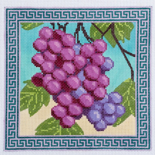 Rittenhouse Needlepoint Grapes with Greek Key Border Needlepoint Canvas - 18M