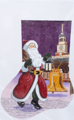 Rittenhouse Needlepoint Santa with Liberty Bell Stocking Needlepoint Canvas - Purple