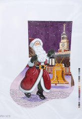 Rittenhouse Needlepoint Santa with Liberty Bell Stocking Needlepoint Canvas - Purple