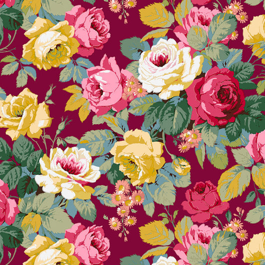 Sanderson Art of the Garden Chelsea Floral Cotton Fabric - Mulberry
