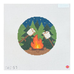 Saturnalia Stitching By the Campfire Needlepoint Canvas
