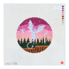 Saturnalia Stitching Celestial Dragon Round Needlepoint Canvas