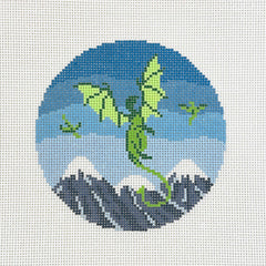 Saturnalia Stitching Earthen Dragon Round Needlepoint Canvas