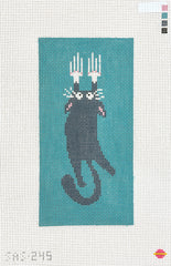 Saturnalia Stitching Gray Cat Tapestry Needlepoint Canvas